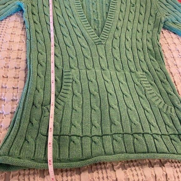 Old Navy Size Medium Green Hooded cable knit sweater with large front pocket - Picture 4 of 10